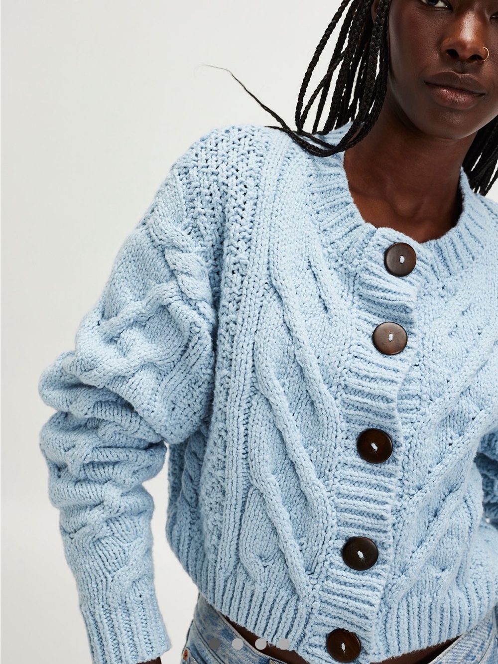 Free People Bonfire Cardigan in Boardwalk Blue size L